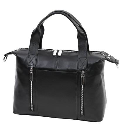 Дамска чанта от естествена кожа в черен цвят. Код: 6603