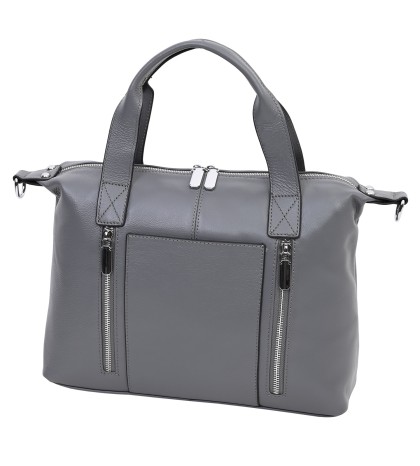 Дамска чанта от естествена кожа в сив цвят. Код: 6603
