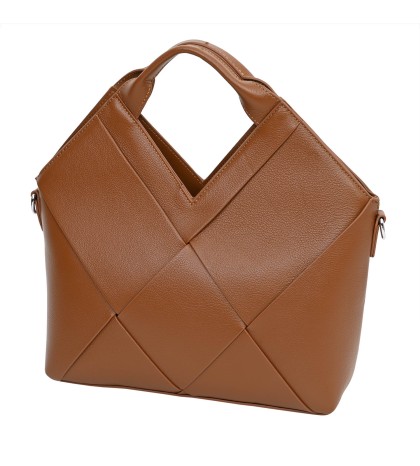 Дамска чанта от естествена кожа в кафяв цвят. Код: 6606