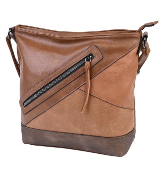 Дамска ежедневна чанта от висококачествена еко кожа в кафяв цвят Код: 6773
