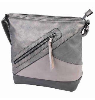 Дамска ежедневна чанта от висококачествена еко кожа в сребрист цвят Код: 6773