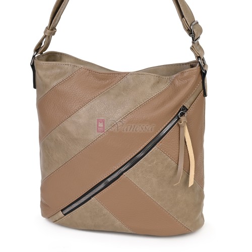 Дамска ежедневна чанта от екологична кожа, в бежов цвят Код: 6794
