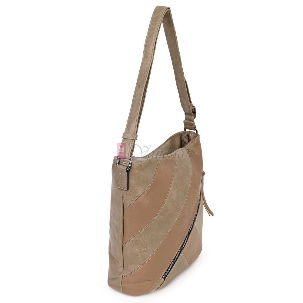 Дамска ежедневна чанта от екологична кожа, в бежов цвят Код: 6794