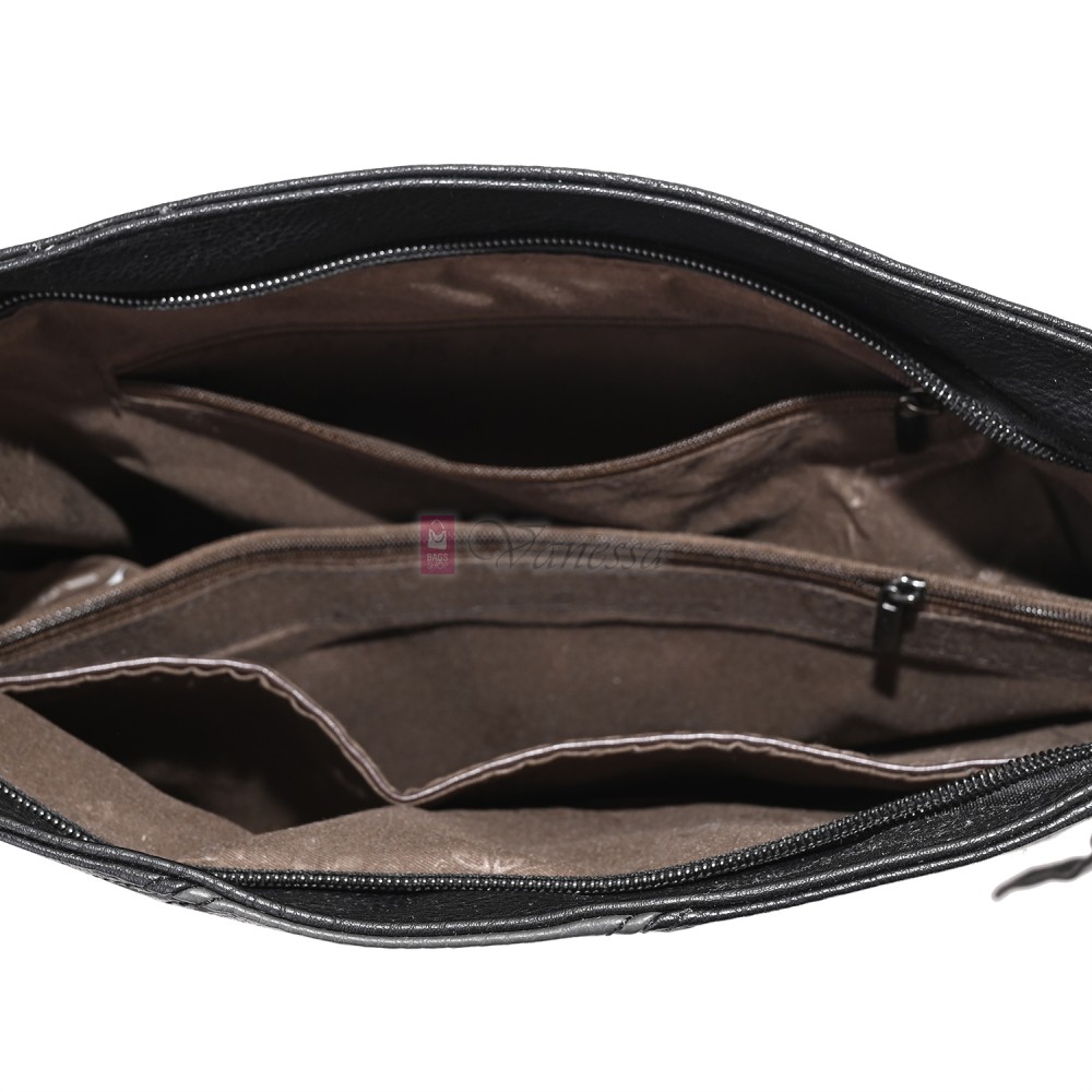 Дамска ежедневна чанта от екологична кожа, в черен цвят Код: 6794