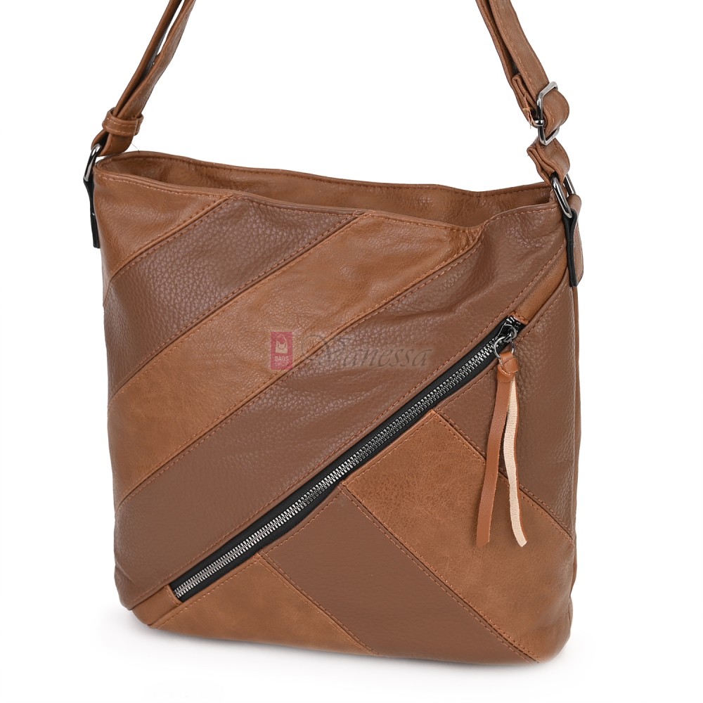 Дамска ежедневна чанта от екологична кожа, в кафяв цвят Код: 6794