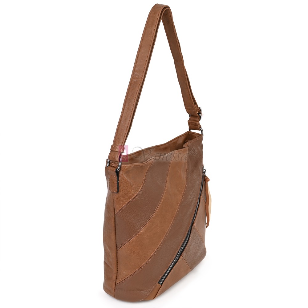 Дамска ежедневна чанта от екологична кожа, в кафяв цвят Код: 6794