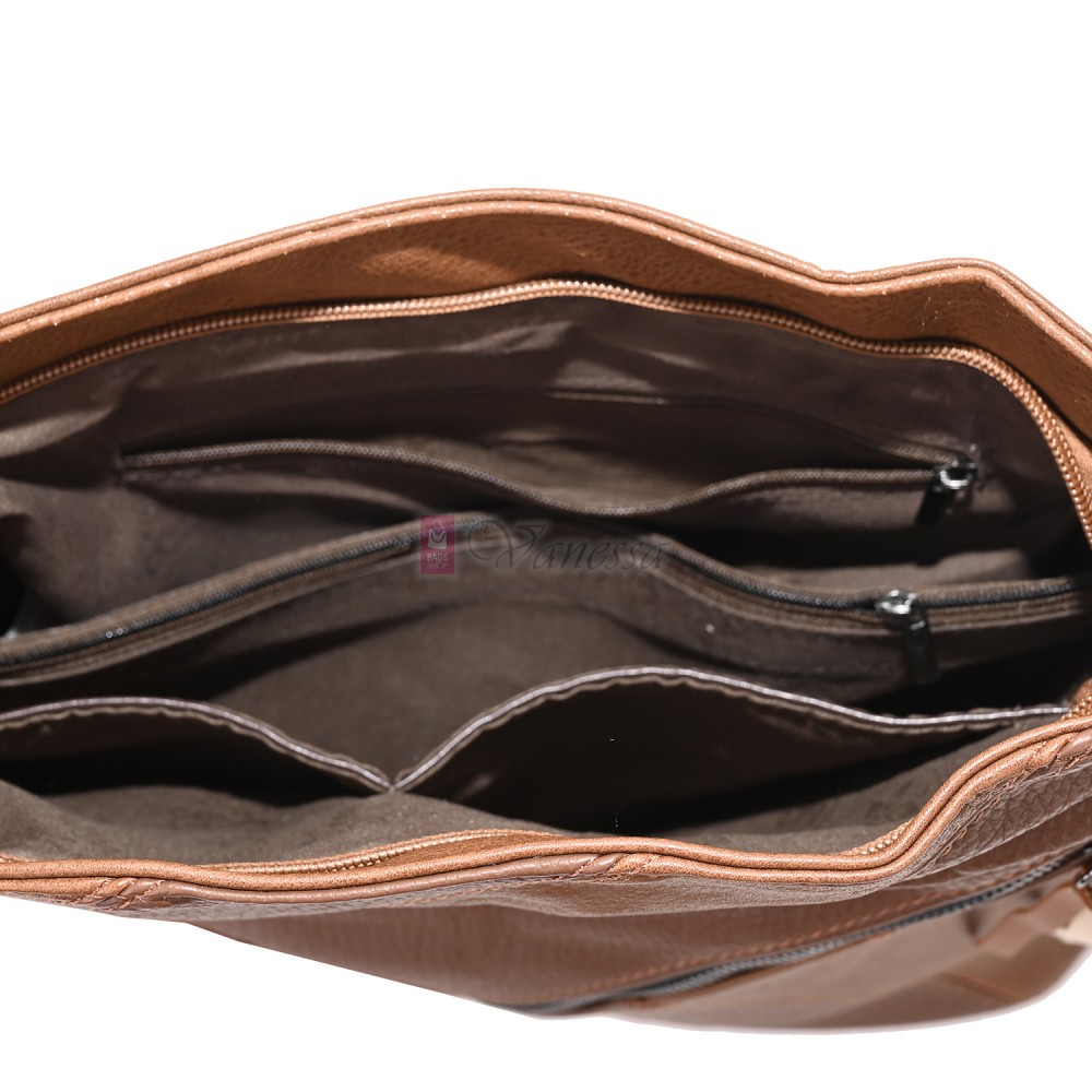 Дамска ежедневна чанта от екологична кожа, в кафяв цвят Код: 6794