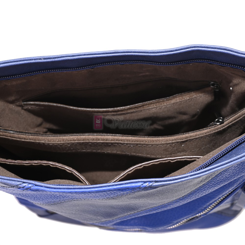 Дамска ежедневна чанта от екологична кожа, в син цвят Код: 6794