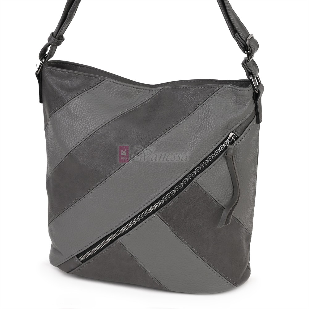 Дамска ежедневна чанта от екологична кожа, в сив цвят Код: 6794