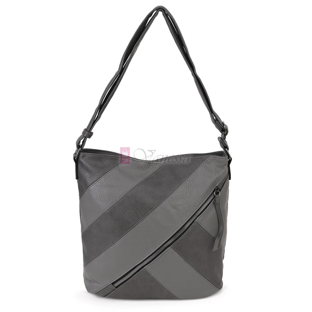 Дамска ежедневна чанта от екологична кожа, в сив цвят Код: 6794