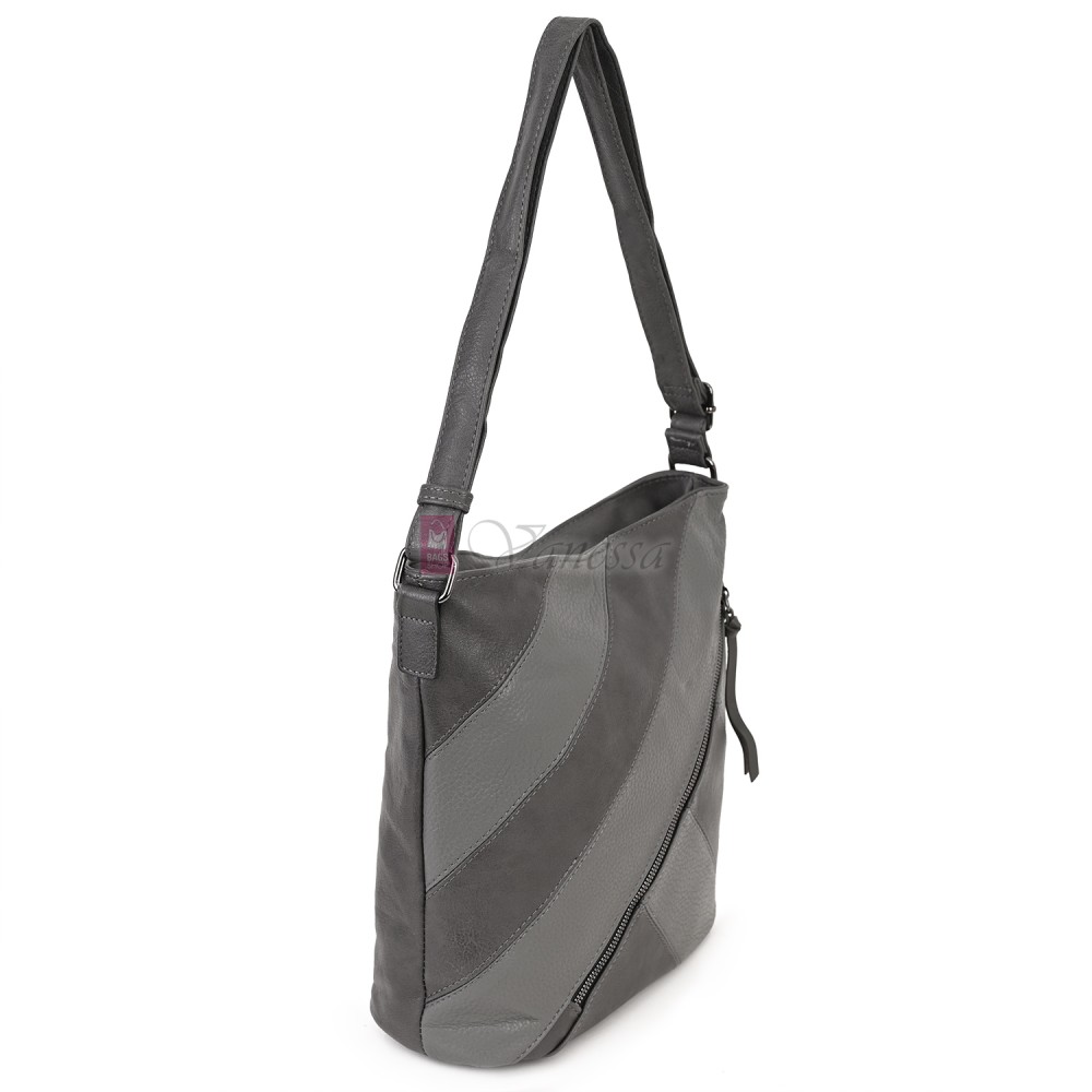 Дамска ежедневна чанта от екологична кожа, в сив цвят Код: 6794