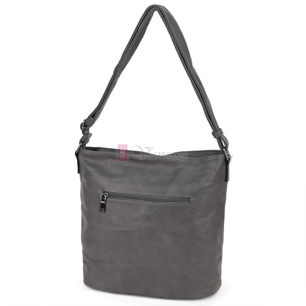 Дамска ежедневна чанта от екологична кожа, в сив цвят Код: 6794