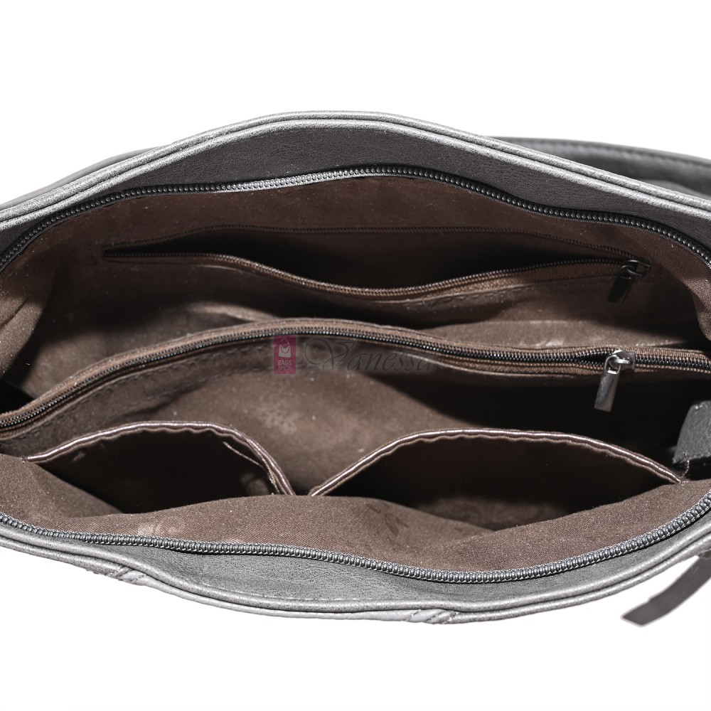 Дамска ежедневна чанта от екологична кожа, в сив цвят Код: 6794