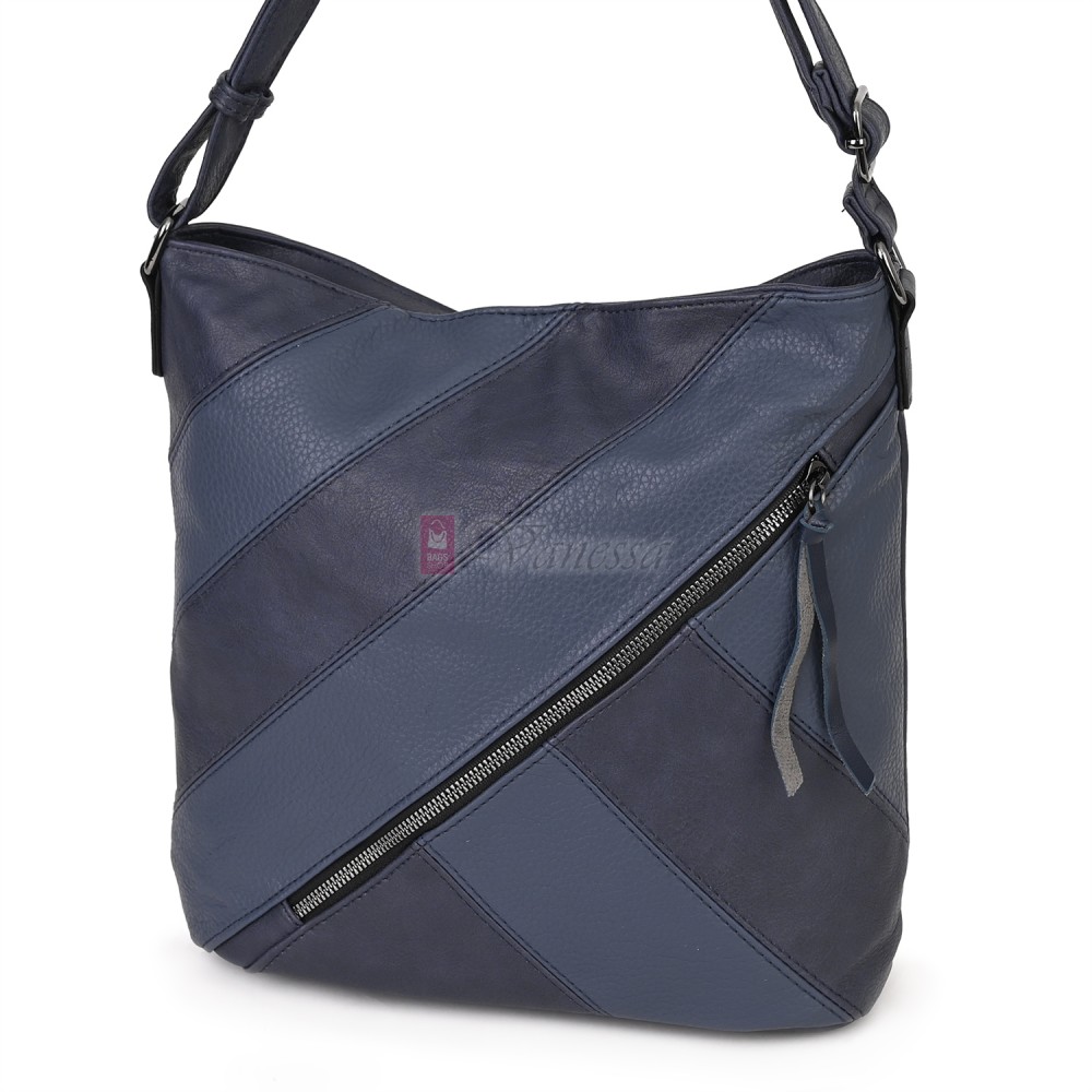 Дамска ежедневна чанта от екологична кожа, в тъмносин цвят Код: 6794