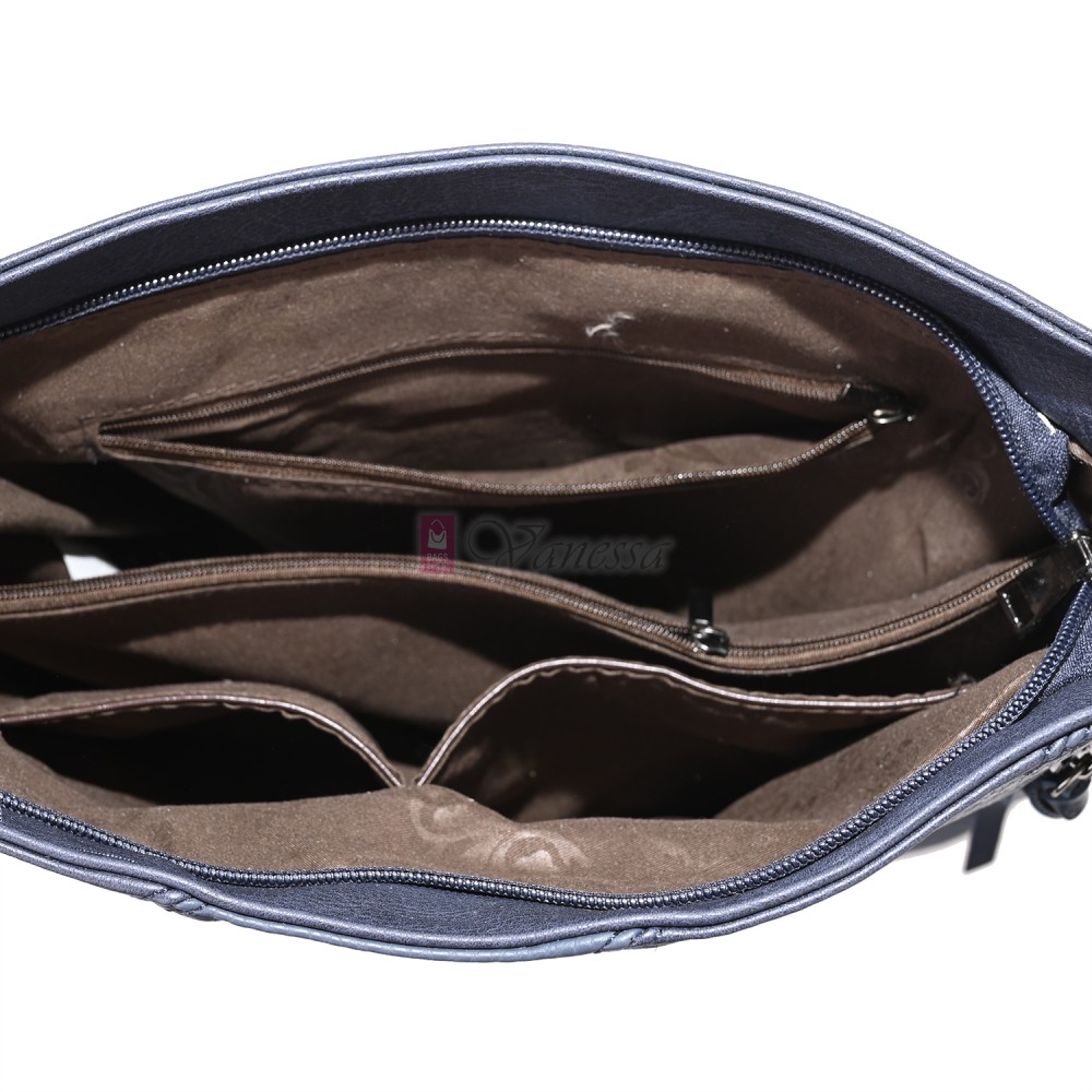 Дамска ежедневна чанта от екологична кожа, в тъмносин цвят Код: 6794