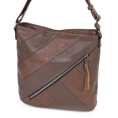 Дамска ежедневна чанта от екологична кожа, в тъмнокафяв цвят Код: 6794