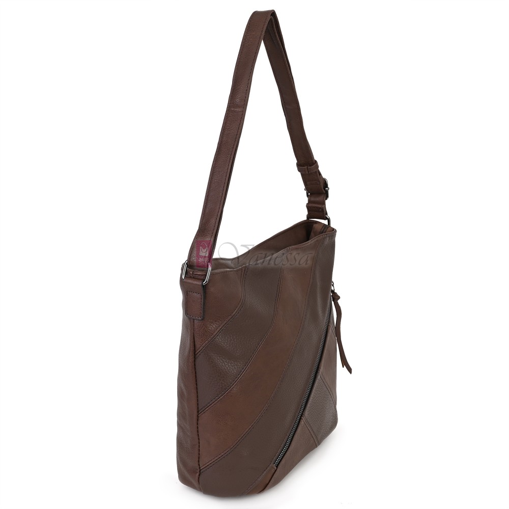 Дамска ежедневна чанта от екологична кожа, в тъмнокафяв цвят Код: 6794