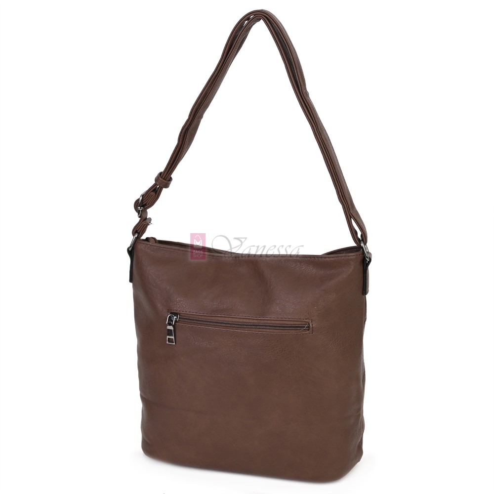 Дамска ежедневна чанта от екологична кожа, в тъмнокафяв цвят Код: 6794