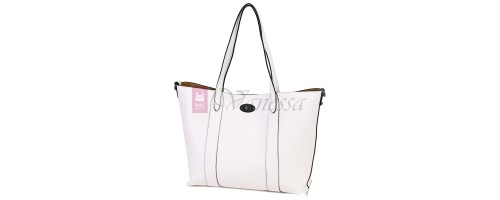 Голяма дамска чанта от естествена кожа в бял цвят. Код: EK67-1