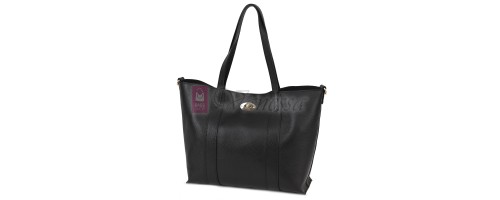 Голяма дамска чанта от естествена кожа в черен цвят. Код: EK67-1