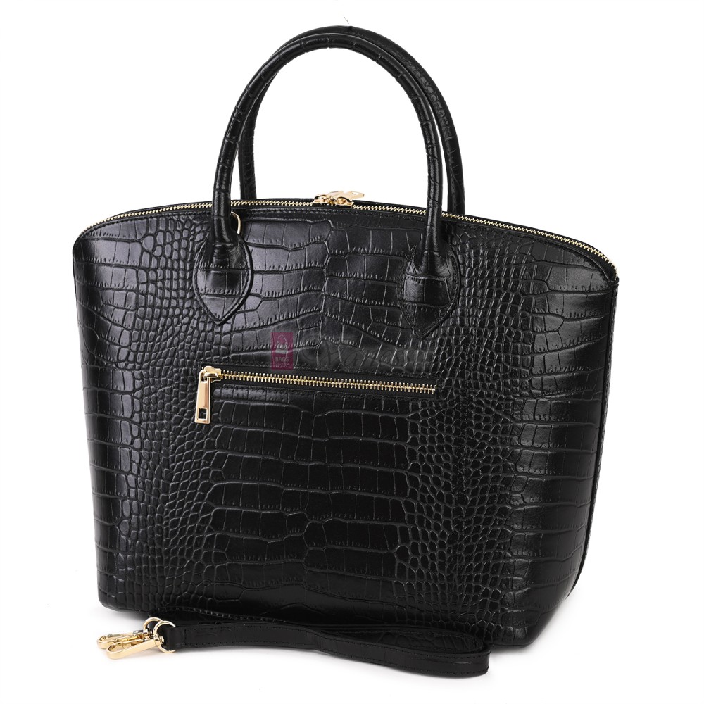 Дамска чанта от естествена кожа, в черен цвят Код: EK67