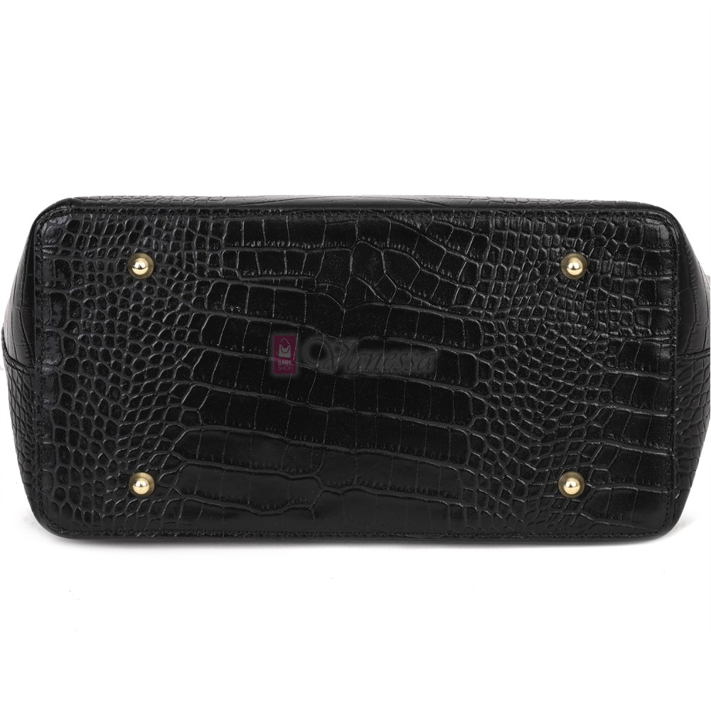 Дамска чанта от естествена кожа, в черен цвят Код: EK67