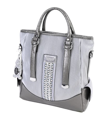  Дамска чанта от висококачествена еко кожа в сребрист цвят. Код: 6380-3