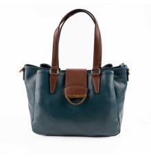 Дамска чанта от еко кожа тип торба в цвят тюркоаз. Код: 6840-215 
