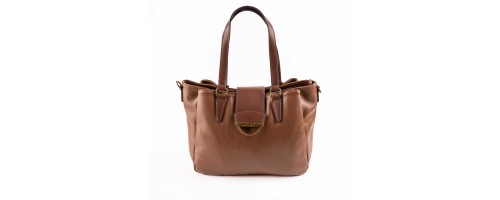 Дамска чанта от еко кожа тип торба-светло кафяво. Код: 6840-215 