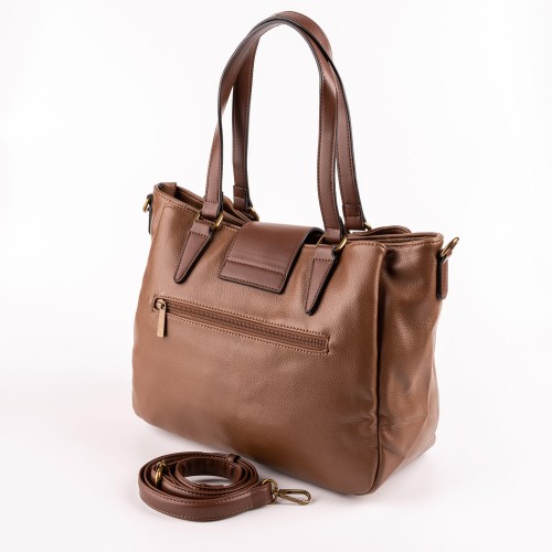 Дамска чанта от еко кожа тип торба-светло кафяво. Код: 6840-215