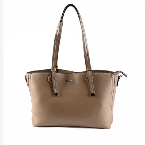 Дамска чанта от висококачествена еко кожа в бежов цвят. Код: 6840-225