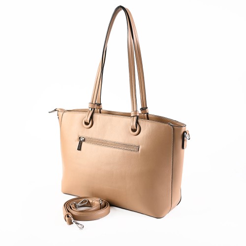 Дамска чанта от висококачествена еко кожа в кремав цвят. Код: 6840-225