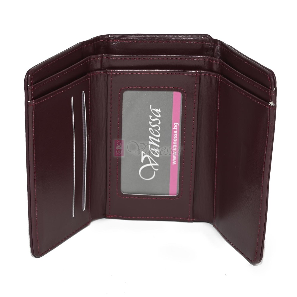 Малко дамско портмоне от висококачествена еко кожа в цвят бордо Код: 6848