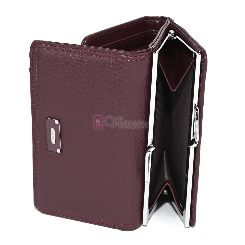 Малко дамско портмоне от висококачествена еко кожа в цвят бордо Код: 6848