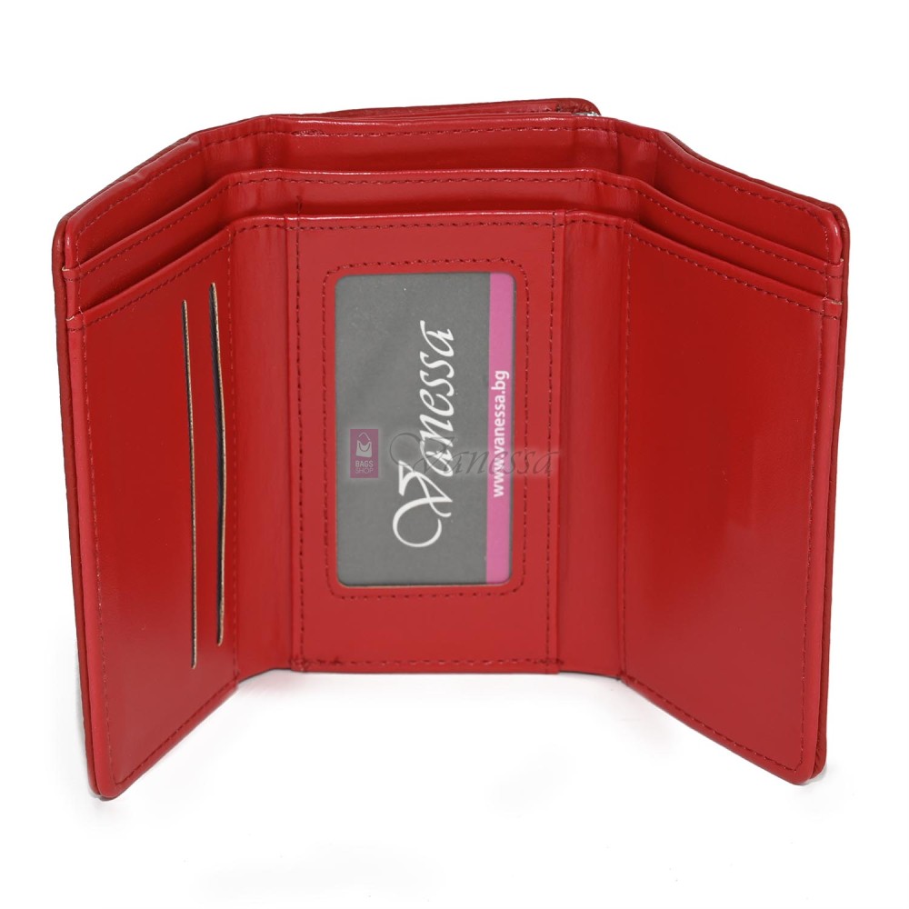 Малко дамско портмоне от висококачествена еко кожа в червен цвят Код: 6848