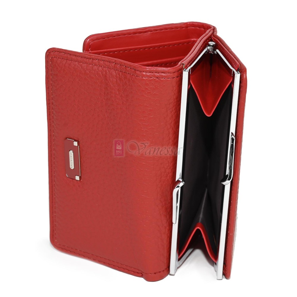 Малко дамско портмоне от висококачествена еко кожа в червен цвят Код: 6848