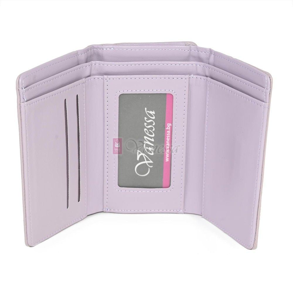 Малко дамско портмоне от висококачествена еко кожа в светлолилав цвят Код: 6848