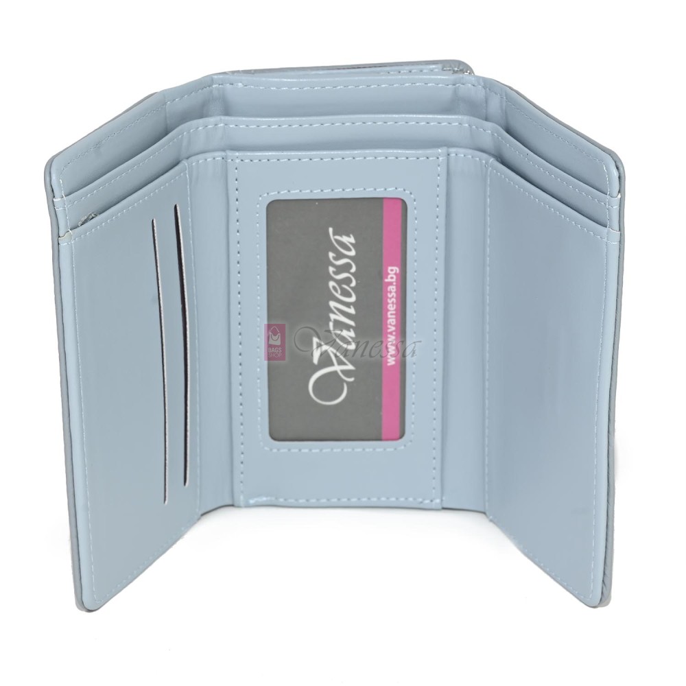 Малко дамско портмоне от висококачествена еко кожа в син цвят Код: 6848