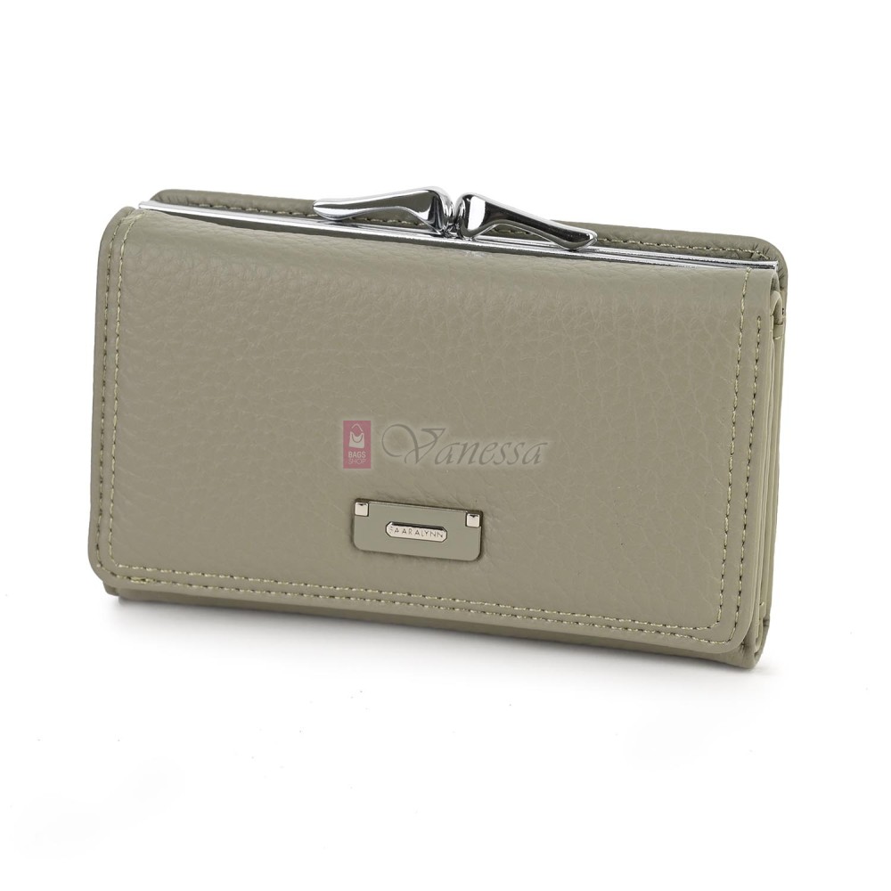 Малко дамско портмоне от висококачествена еко кожа в светлозелен цвят Код: 6848