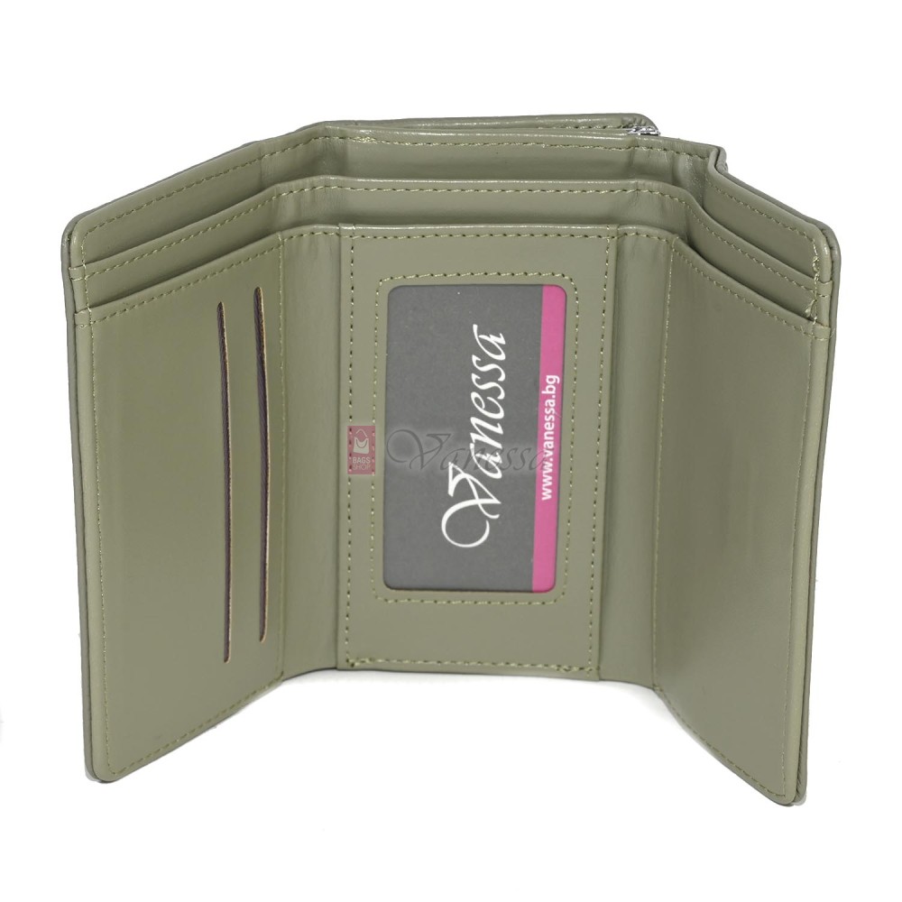 Малко дамско портмоне от висококачествена еко кожа в светлозелен цвят Код: 6848