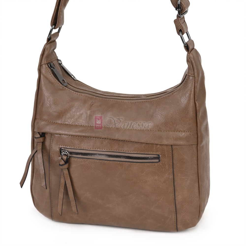 Дамска ежедневна чанта от екологична кожа, в тъмнобежов цвят Код: 6863