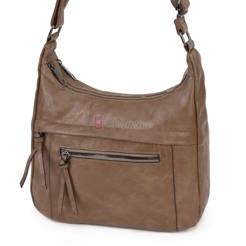 Дамска ежедневна чанта от екологична кожа, в тъмнобежов цвят Код: 6863