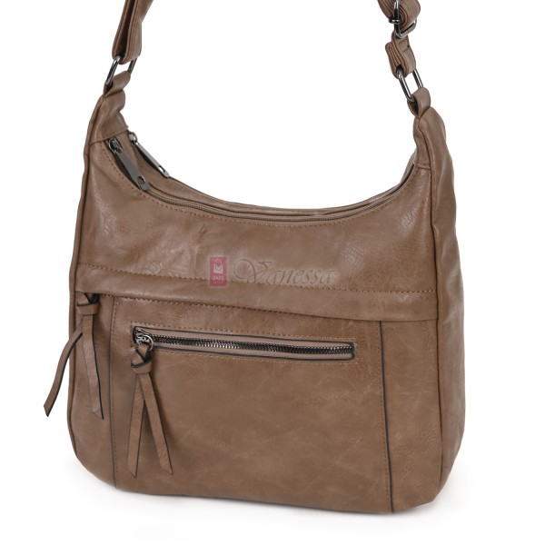 Дамска ежедневна чанта от екологична кожа, в тъмнобежов цвят Код: 6863