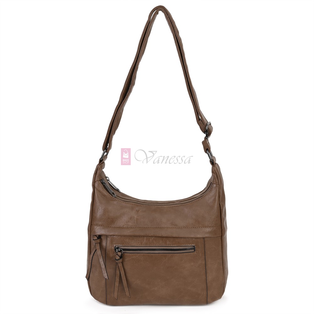 Дамска ежедневна чанта от екологична кожа, в тъмнобежов цвят Код: 6863