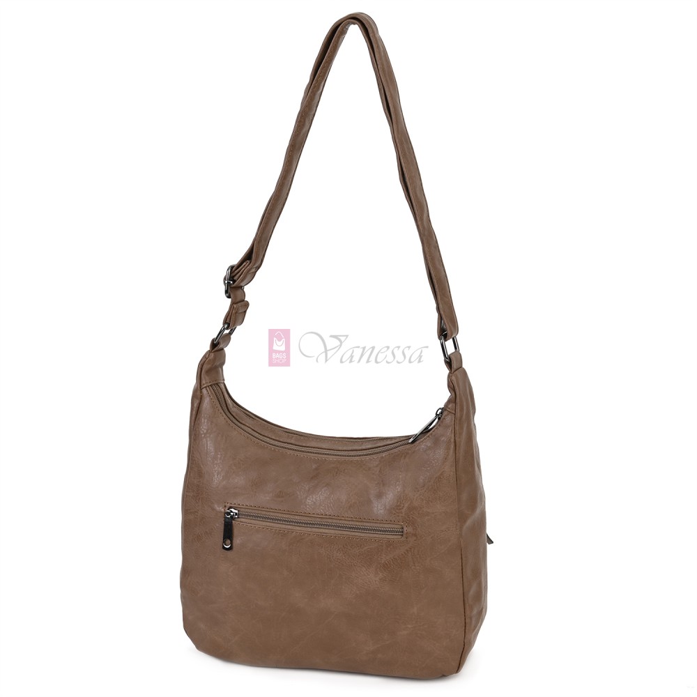 Дамска ежедневна чанта от екологична кожа, в тъмнобежов цвят Код: 6863