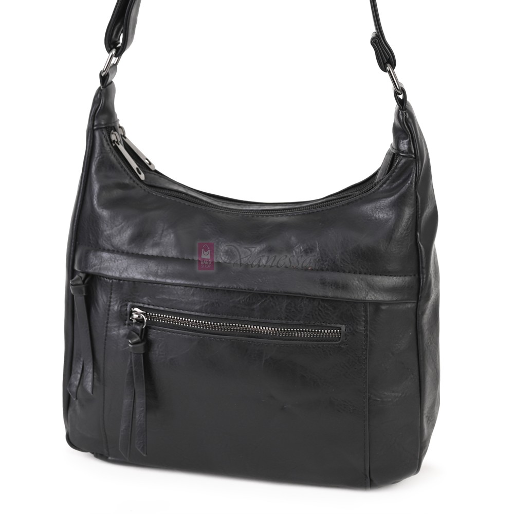 Дамска ежедневна чанта от екологична кожа, в черен цвят Код: 6863