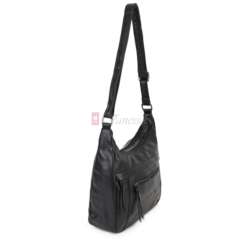 Дамска ежедневна чанта от екологична кожа, в черен цвят Код: 6863