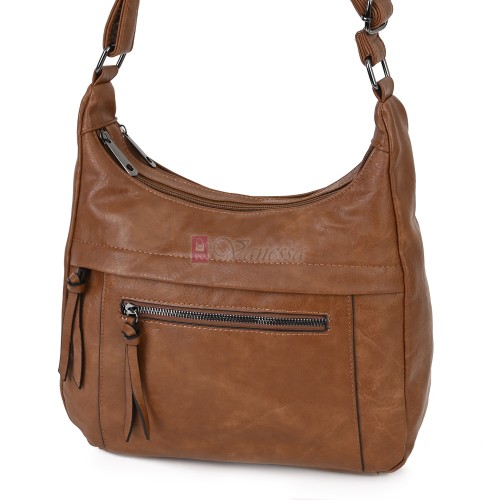 Дамска ежедневна чанта от екологична кожа, в кафяв цвят Код: 6863