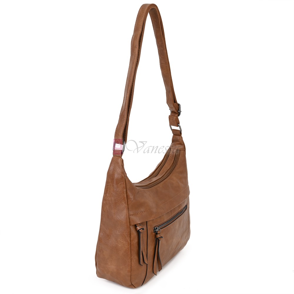 Дамска ежедневна чанта от екологична кожа, в кафяв цвят Код: 6863