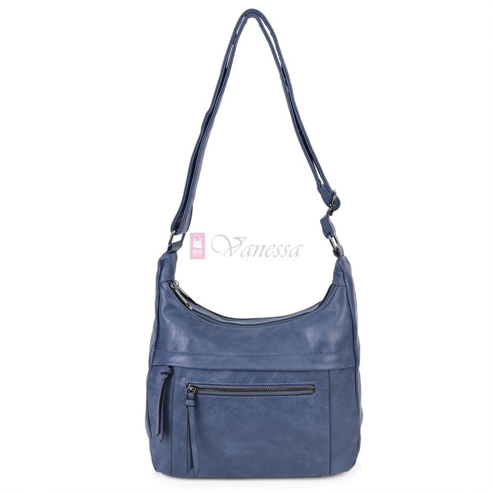 Дамска ежедневна чанта от екологична кожа, в син цвят Код: 6863